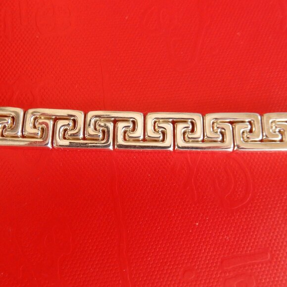 Mint Vtg.Millor Italy 925 Sterling Silver 23.06g Greek Key Bracelet Unisex - Picture 10 of 15